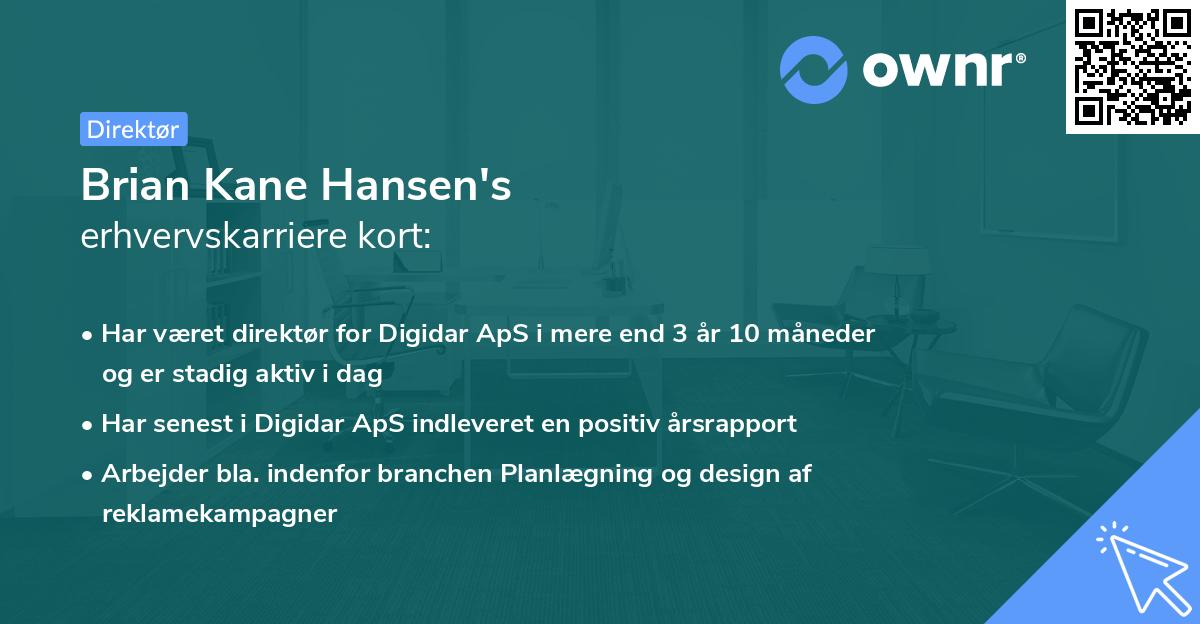 Brian Kane Hansen's erhvervskarriere kort