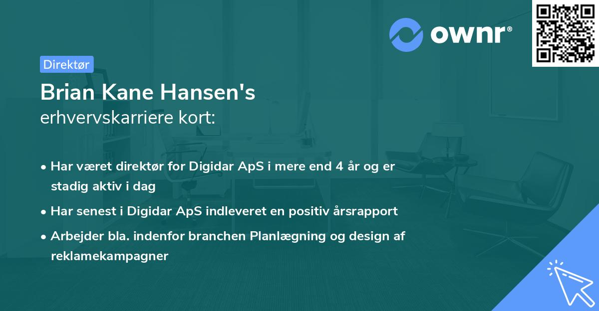 Brian Kane Hansen's erhvervskarriere kort