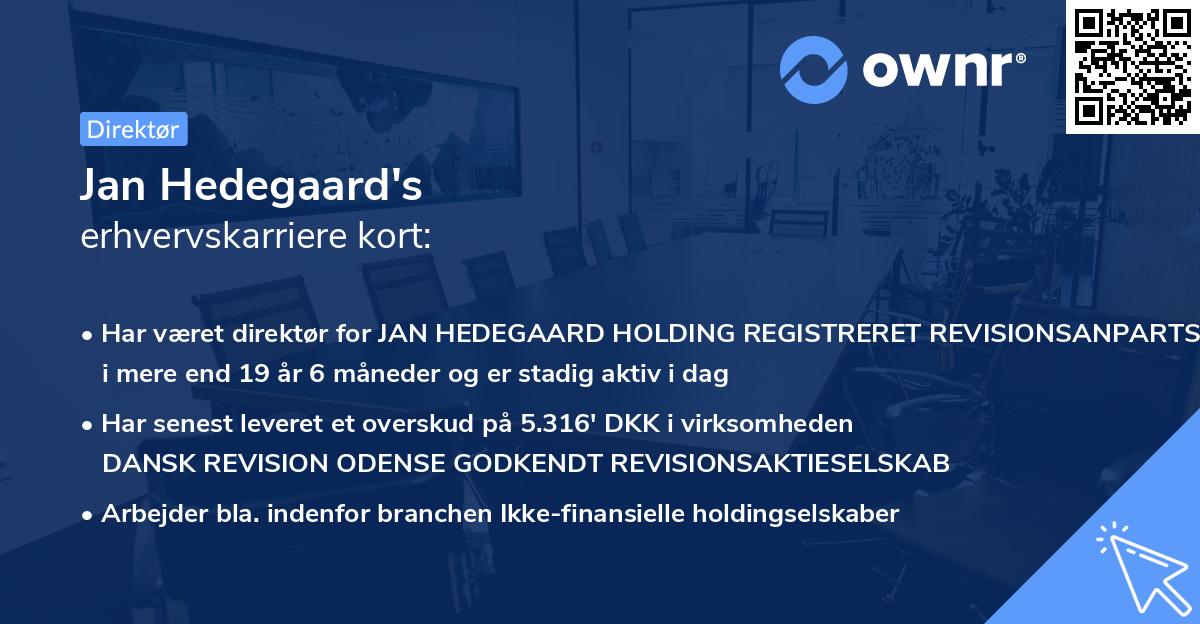 Jan Hedegaard's erhvervskarriere kort