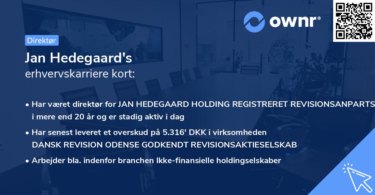 Jan Hedegaard's erhvervskarriere kort