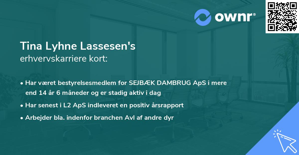 Tina Lyhne Lassesen's erhvervskarriere kort