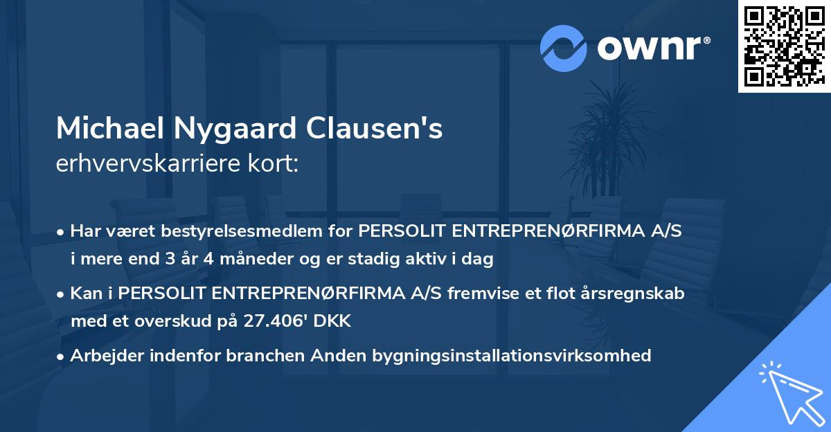 Michael Nygaard Clausen's erhvervskarriere kort