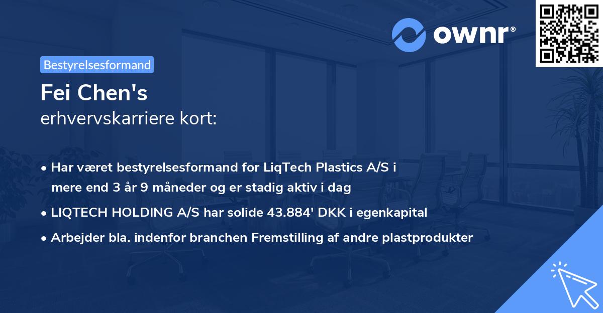 Fei Chen's erhvervskarriere kort