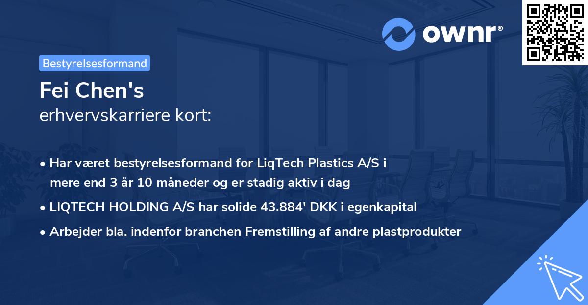 Fei Chen's erhvervskarriere kort