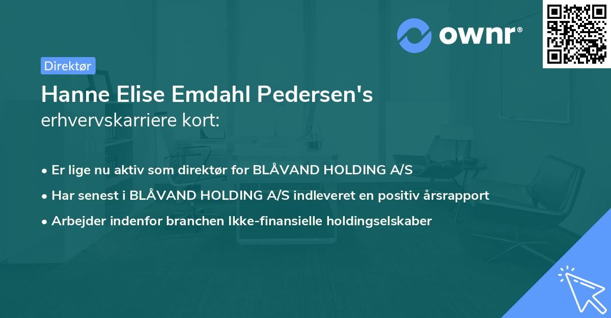 Hanne Elise Emdahl Pedersen's erhvervskarriere kort
