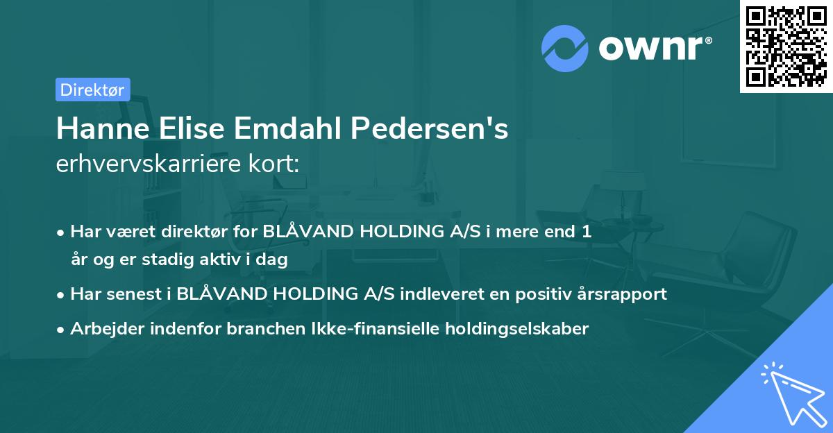 Hanne Elise Emdahl Pedersen's erhvervskarriere kort