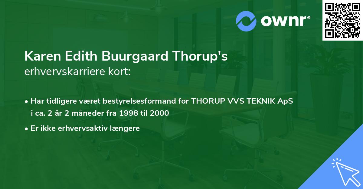 Karen Edith Buurgaard Thorup's erhvervskarriere kort