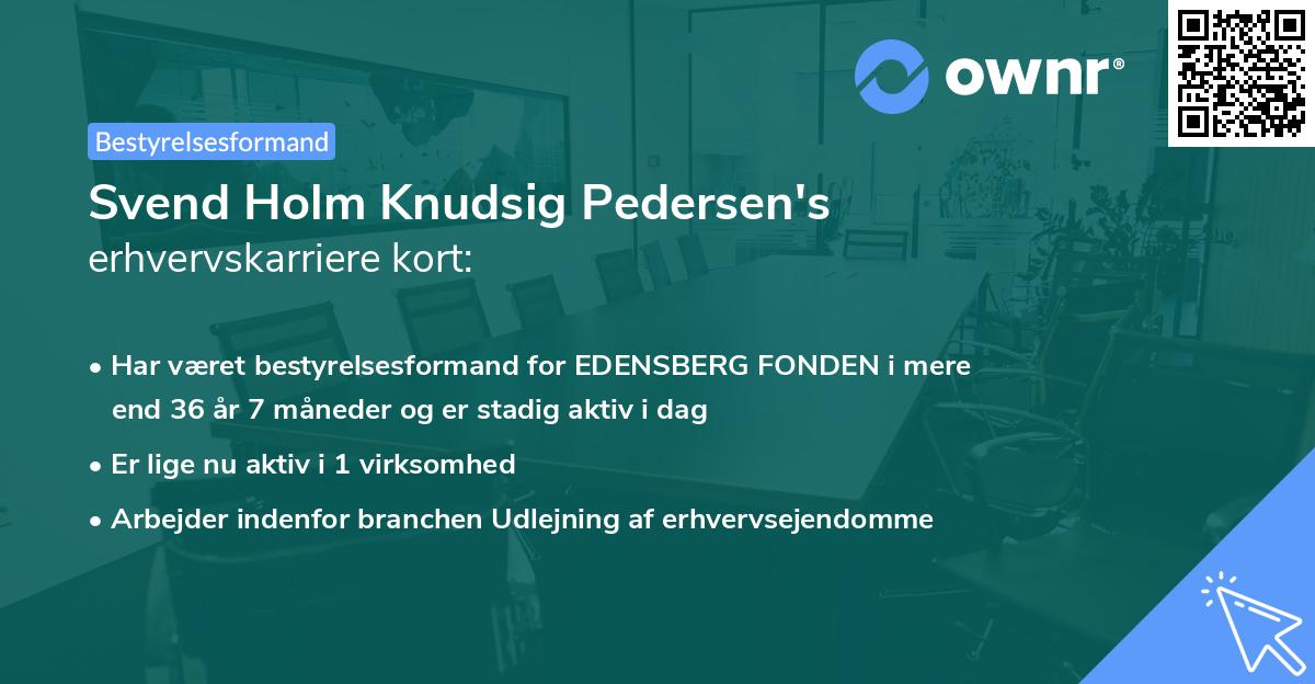 Svend Holm Knudsig Pedersen's erhvervskarriere kort