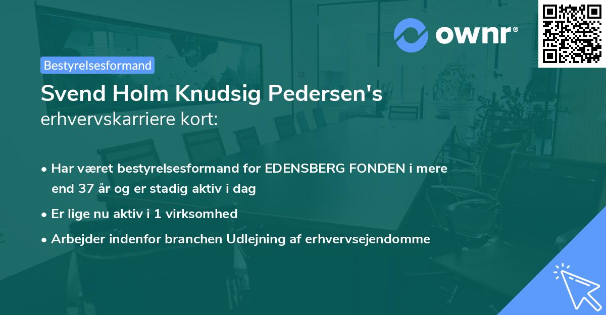 Svend Holm Knudsig Pedersen's erhvervskarriere kort