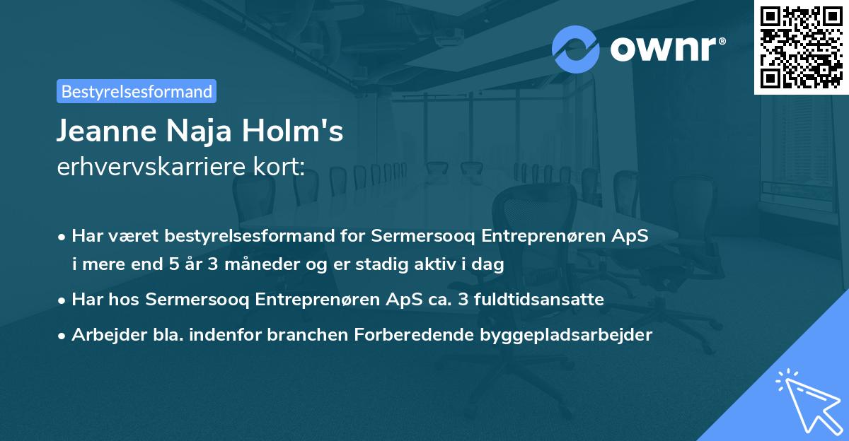 Jeanne Naja Holm's erhvervskarriere kort