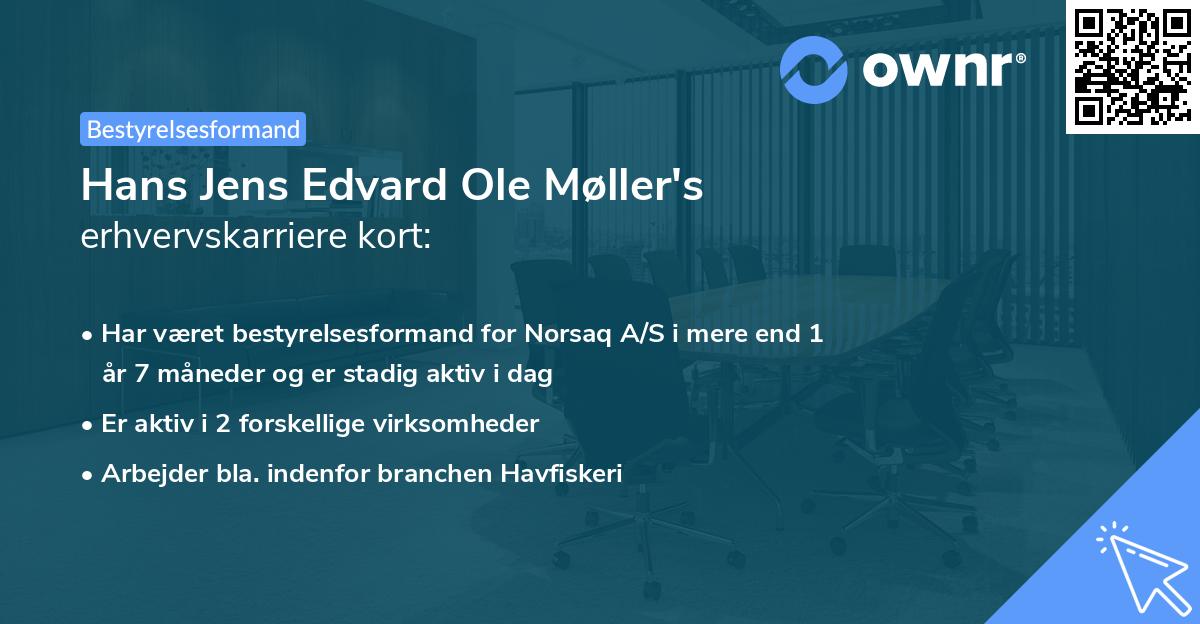 Hans Jens Edvard Ole Møller's erhvervskarriere kort