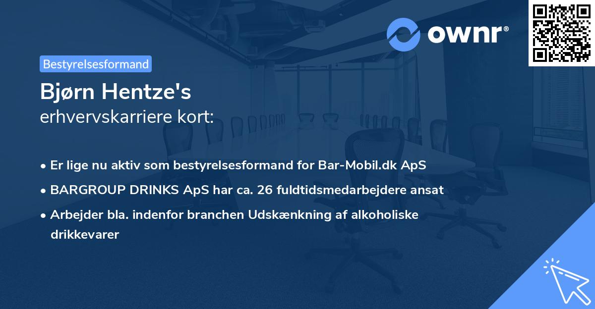 Bjørn Hentze's erhvervskarriere kort