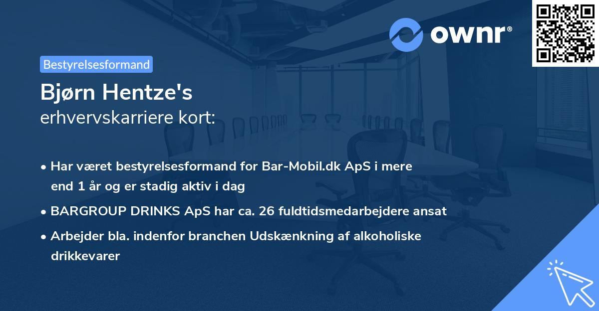 Bjørn Hentze's erhvervskarriere kort