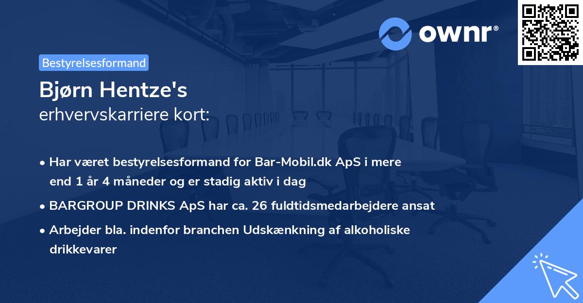 Bjørn Hentze's erhvervskarriere kort