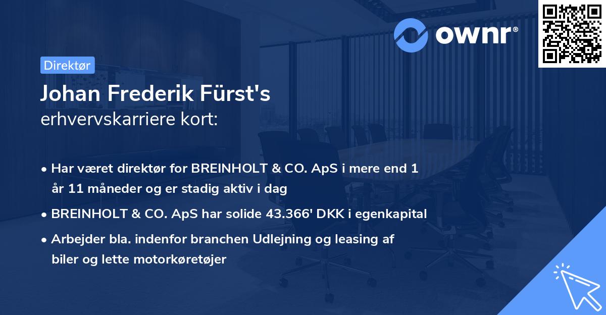 Johan Frederik Fürst's erhvervskarriere kort