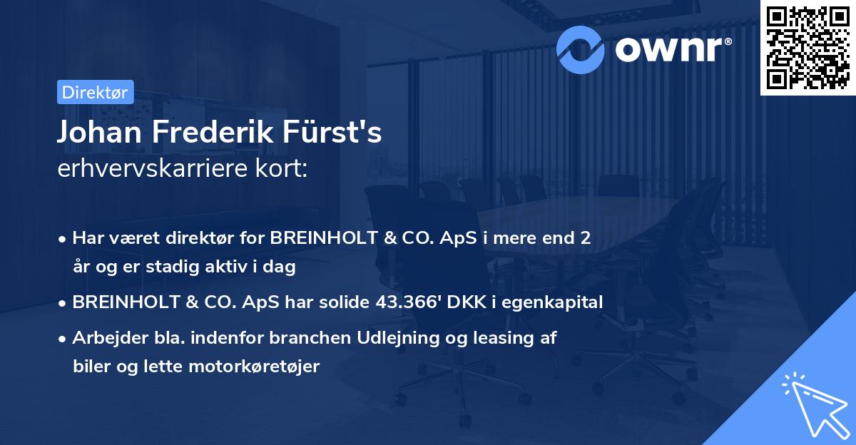 Johan Frederik Fürst's erhvervskarriere kort