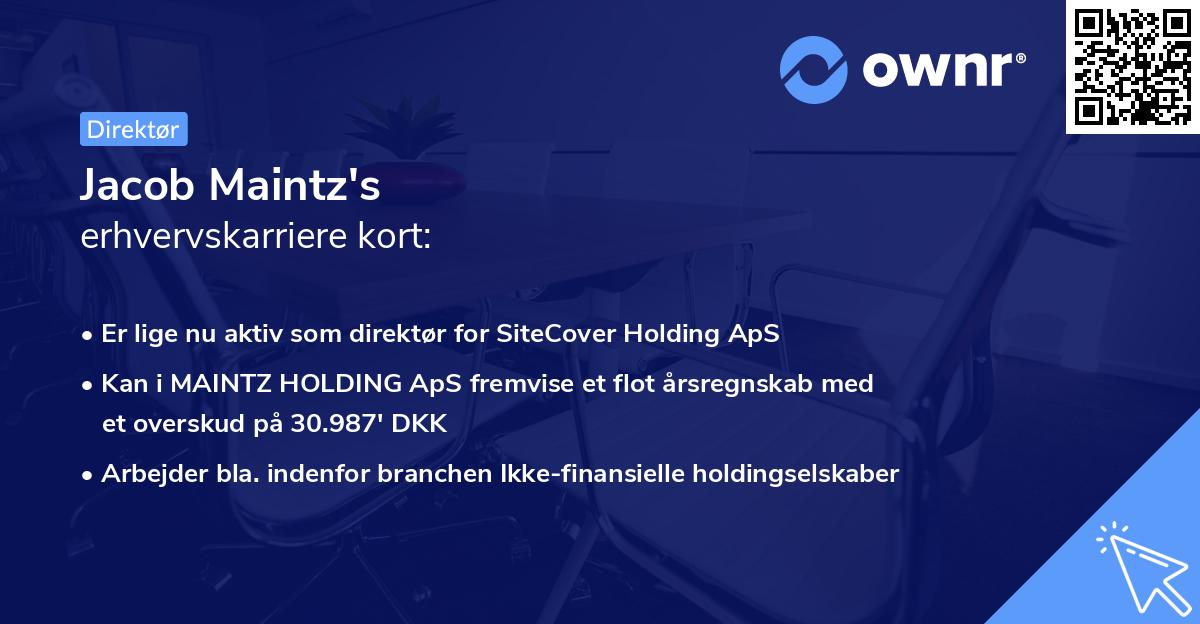 Jacob Maintz's erhvervskarriere kort