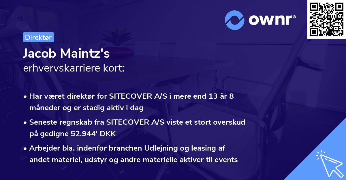 Jacob Maintz's erhvervskarriere kort