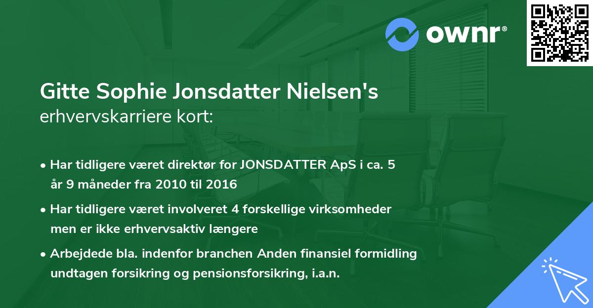 Gitte Sophie Jonsdatter Nielsen's erhvervskarriere kort