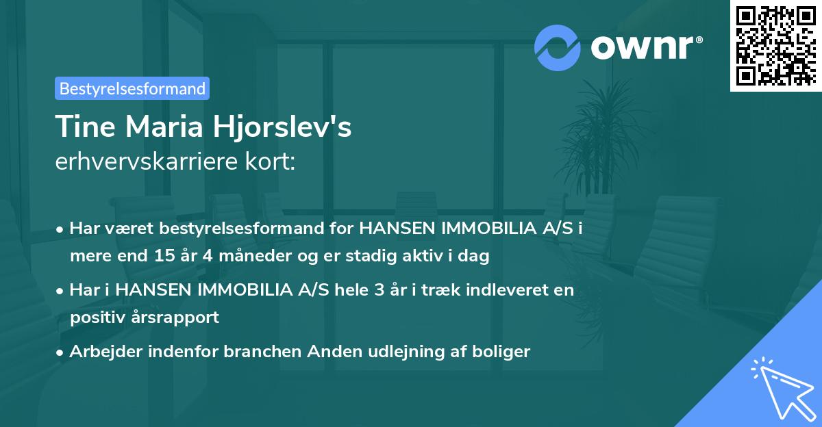 Tine Maria Hjorslev's erhvervskarriere kort