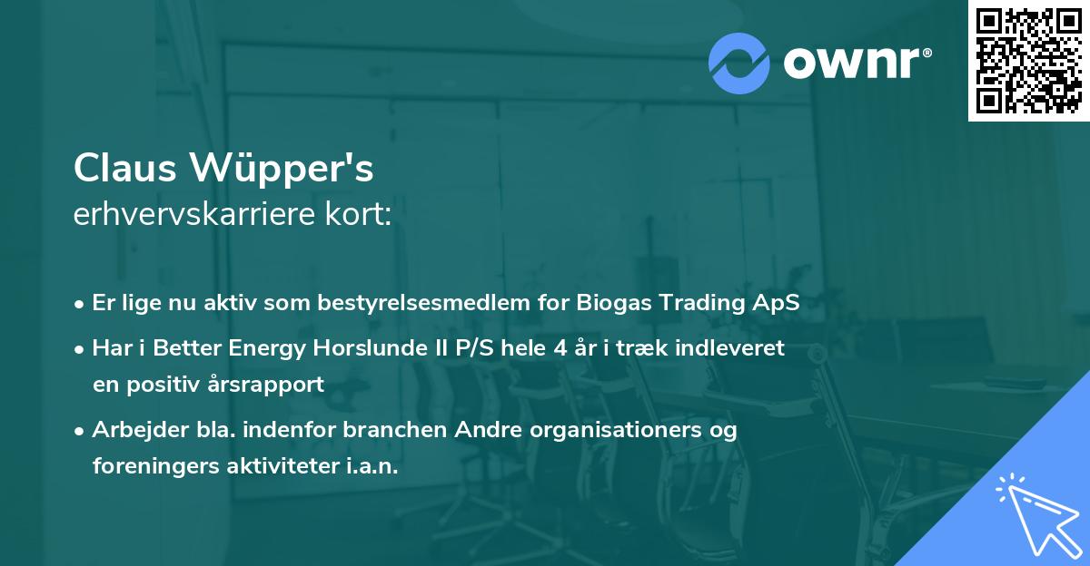 Claus Wüpper's erhvervskarriere kort