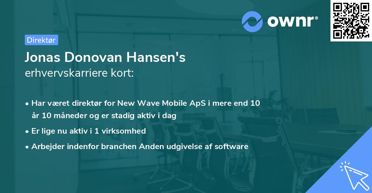 Jonas Donovan Hansen's erhvervskarriere kort