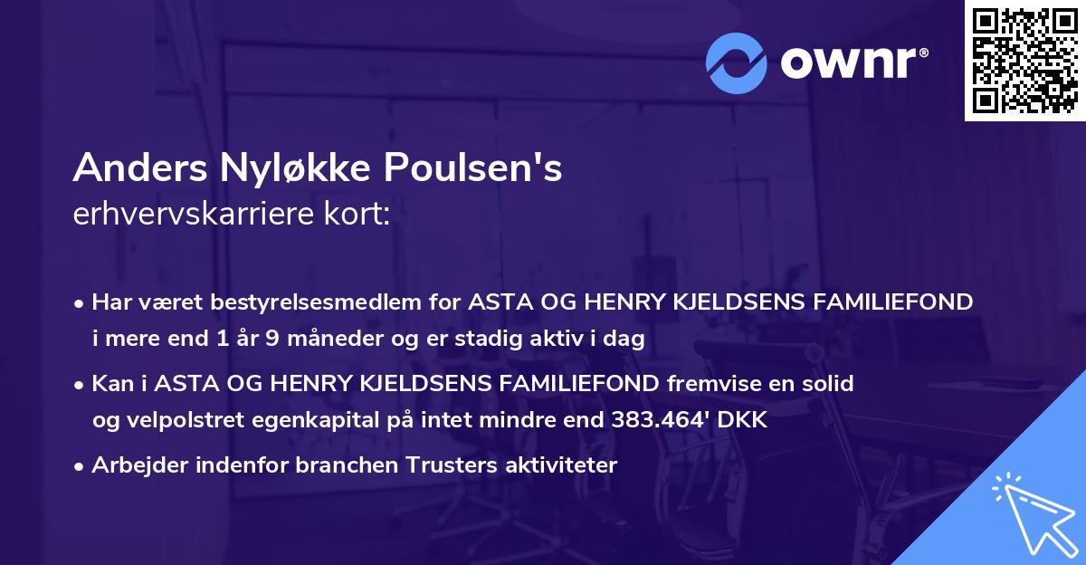 Anders Nyløkke Poulsen's erhvervskarriere kort