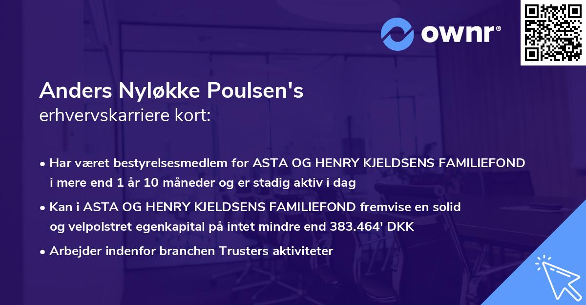Anders Nyløkke Poulsen's erhvervskarriere kort