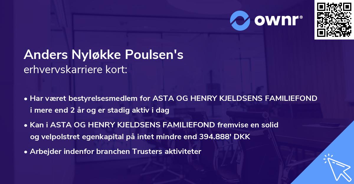 Anders Nyløkke Poulsen's erhvervskarriere kort
