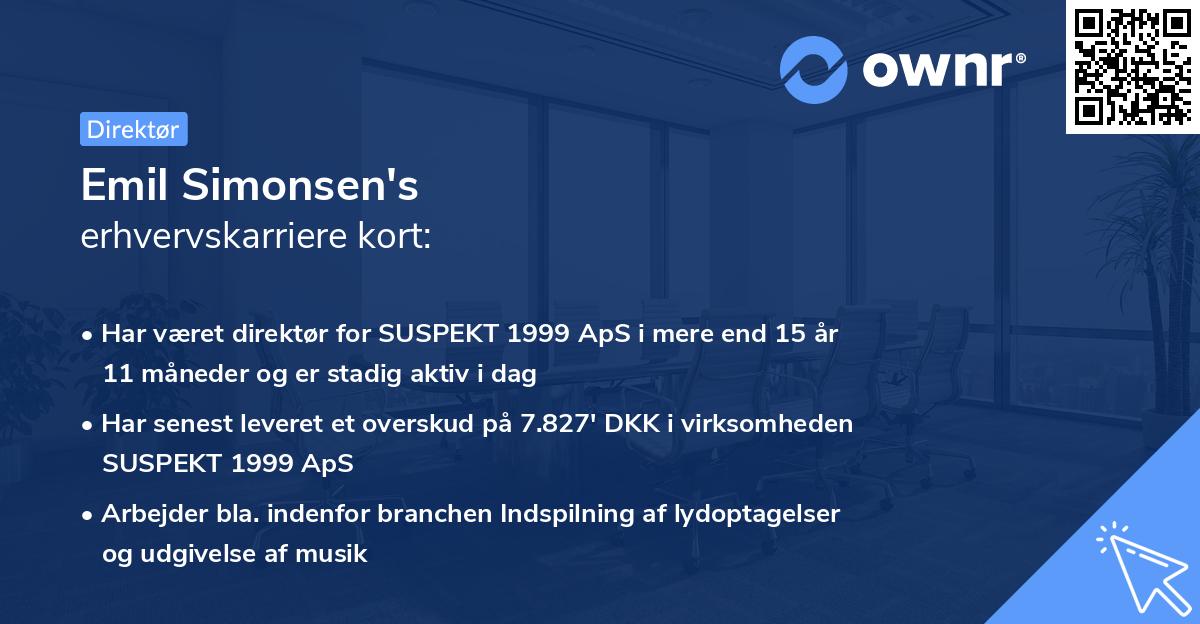 Emil Simonsen's erhvervskarriere kort