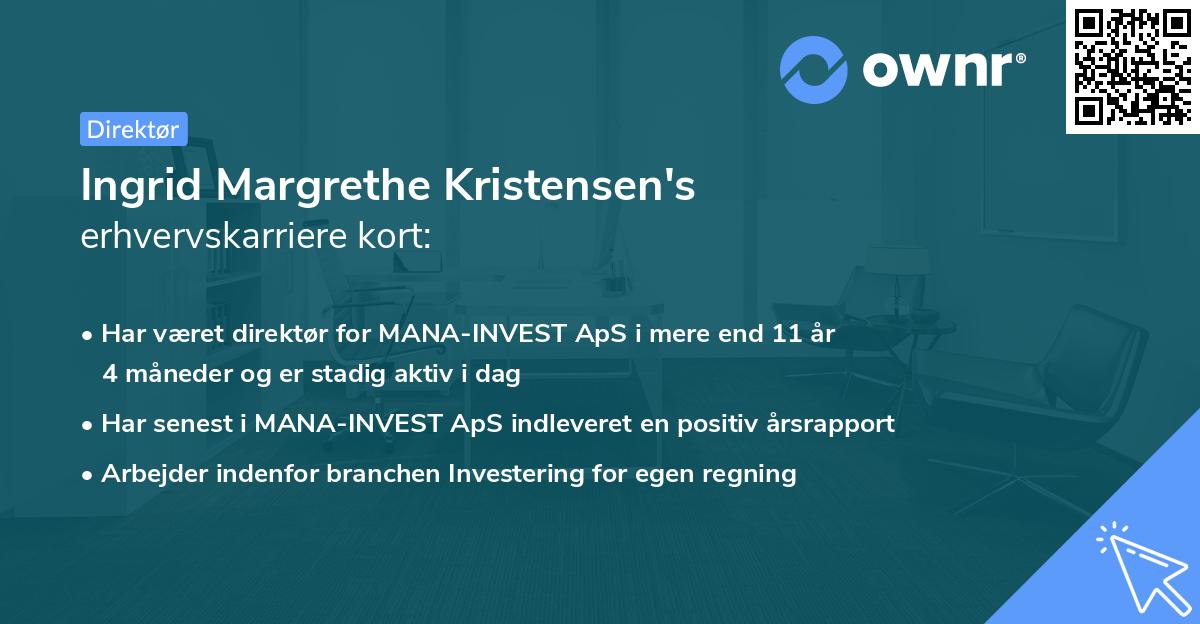 Ingrid Margrethe Kristensen's erhvervskarriere kort