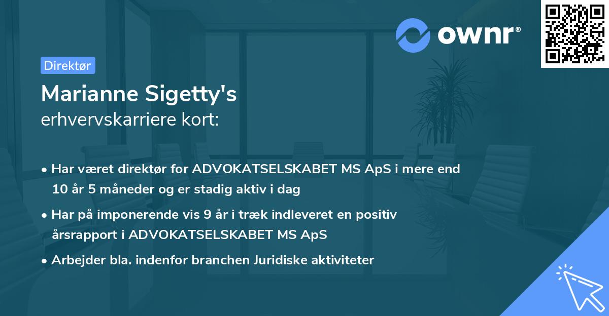 Marianne Sigetty's erhvervskarriere kort