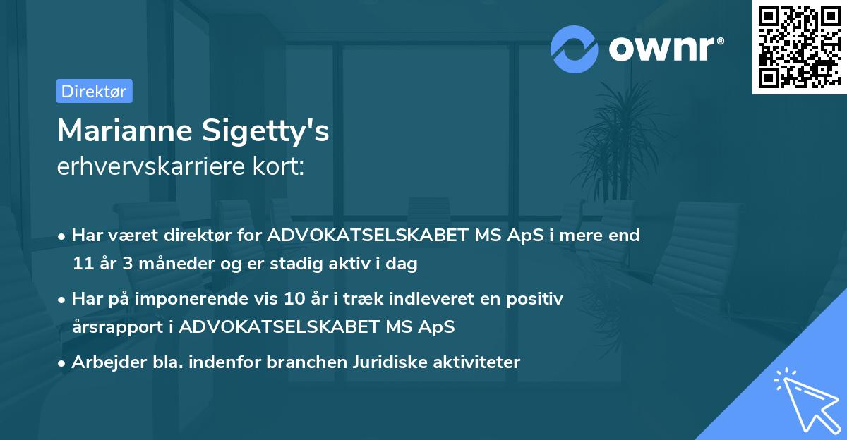 Marianne Sigetty's erhvervskarriere kort