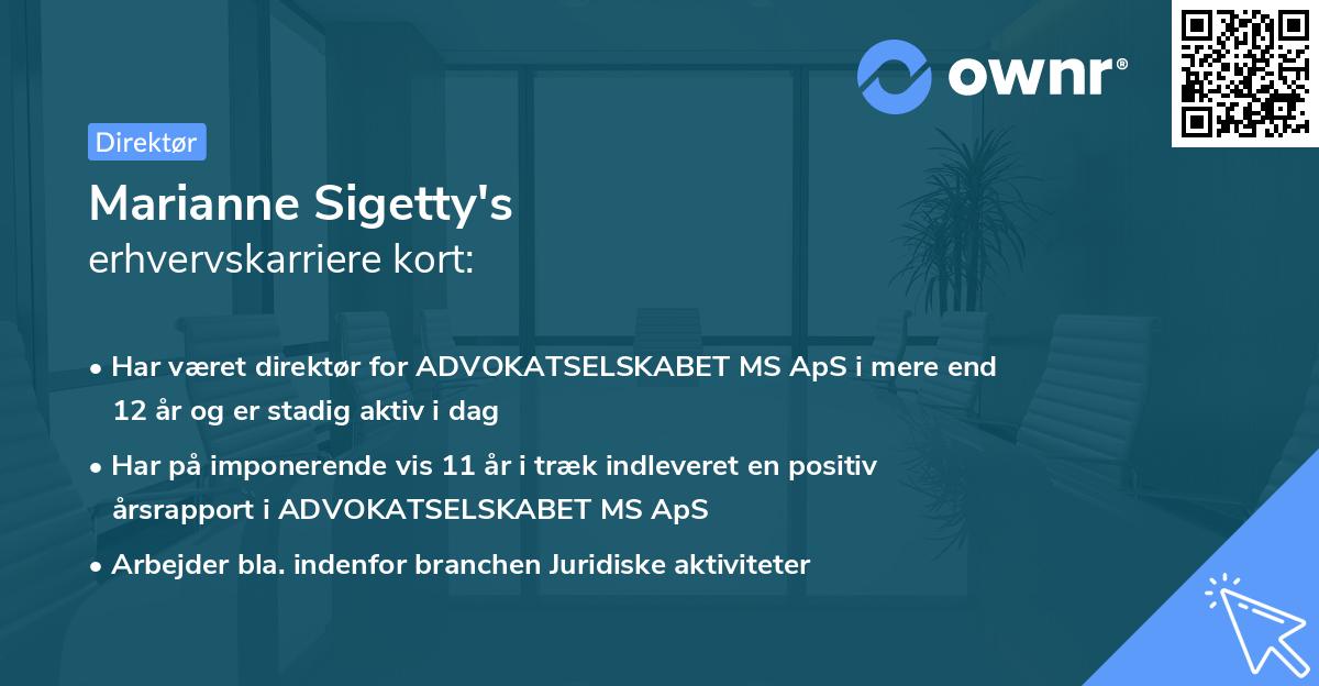 Marianne Sigetty's erhvervskarriere kort