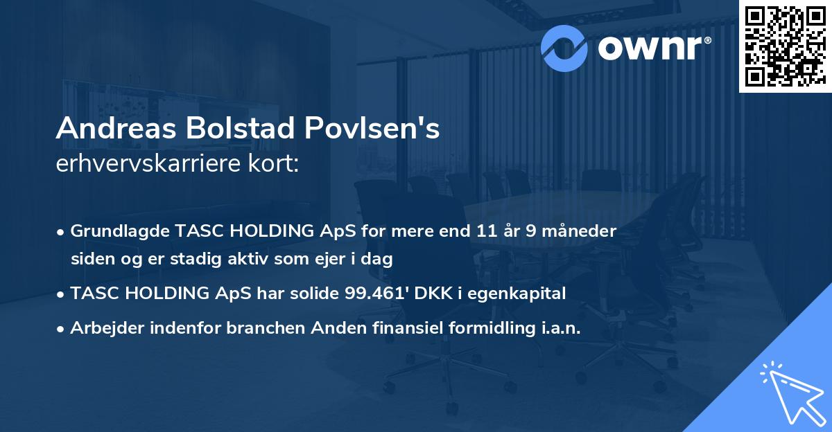 Andreas Bolstad Povlsen's erhvervskarriere kort