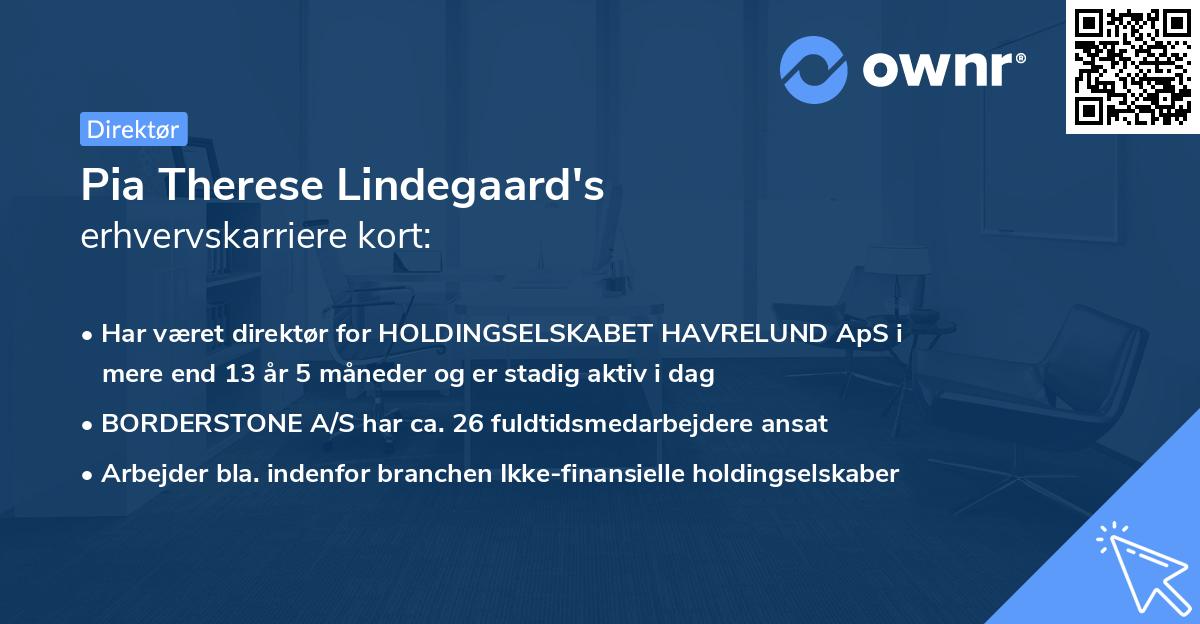 Pia Therese Lindegaard's erhvervskarriere kort
