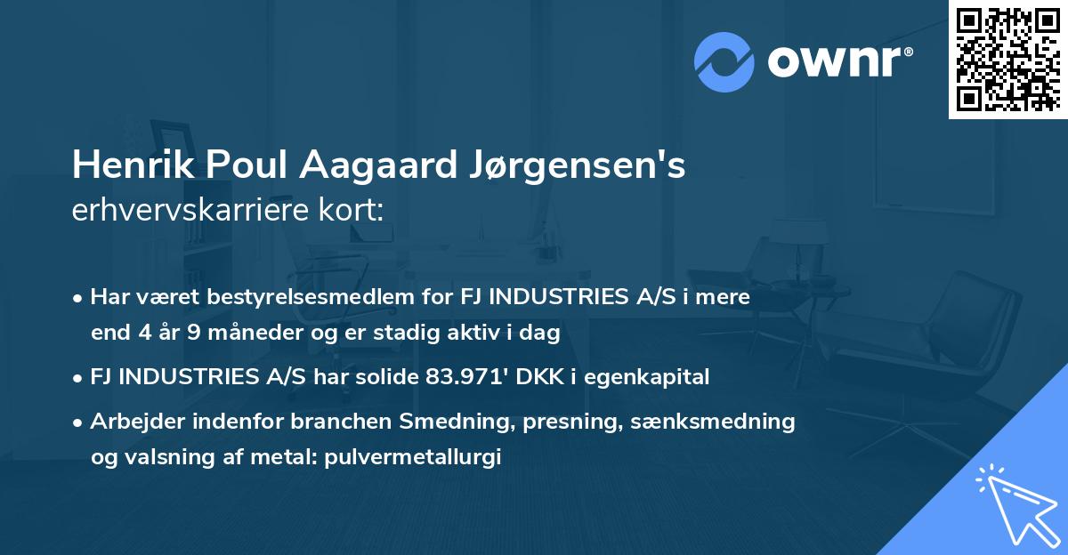 Henrik Poul Aagaard Jørgensen's erhvervskarriere kort