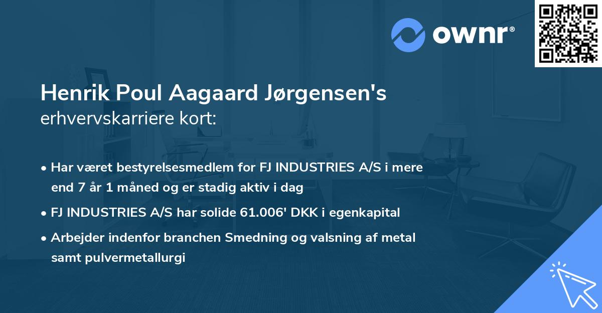 Henrik Poul Aagaard Jørgensen's erhvervskarriere kort