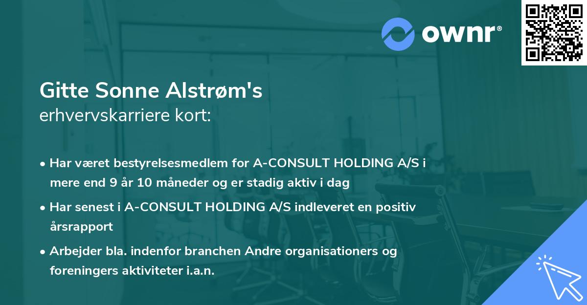 Gitte Sonne Alstrøm's erhvervskarriere kort