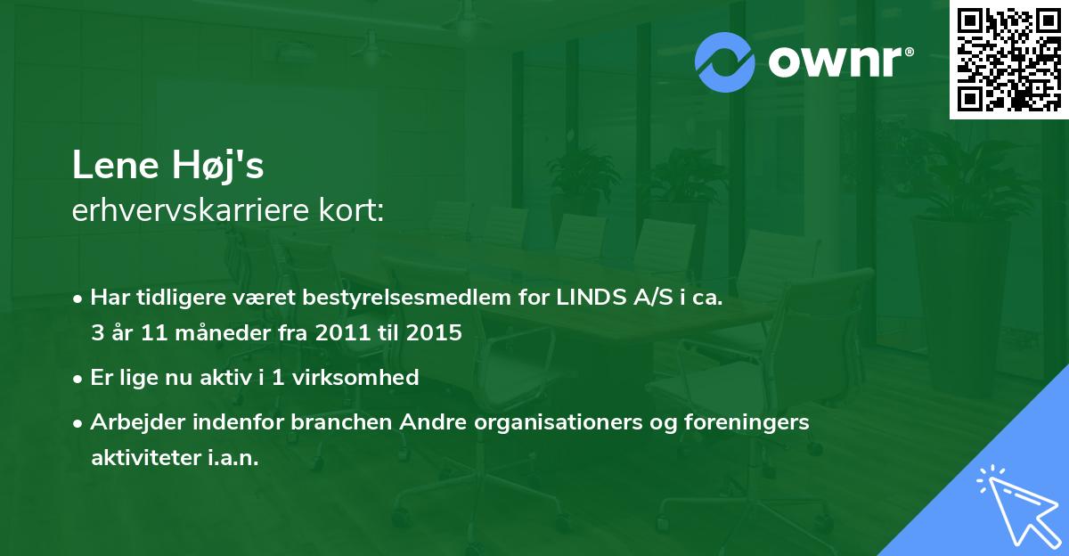 Lene Høj's erhvervskarriere kort