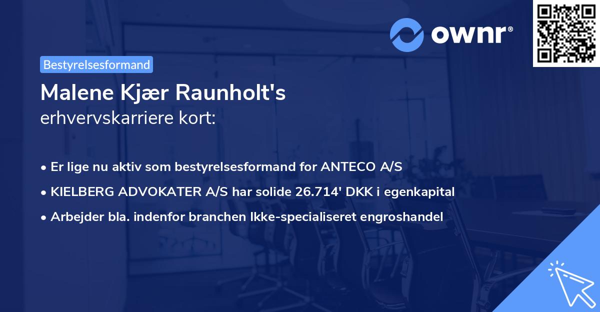 Malene Kjær Raunholt's erhvervskarriere kort
