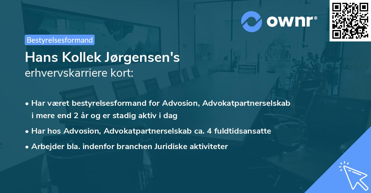 Hans Kollek Jørgensen's erhvervskarriere kort