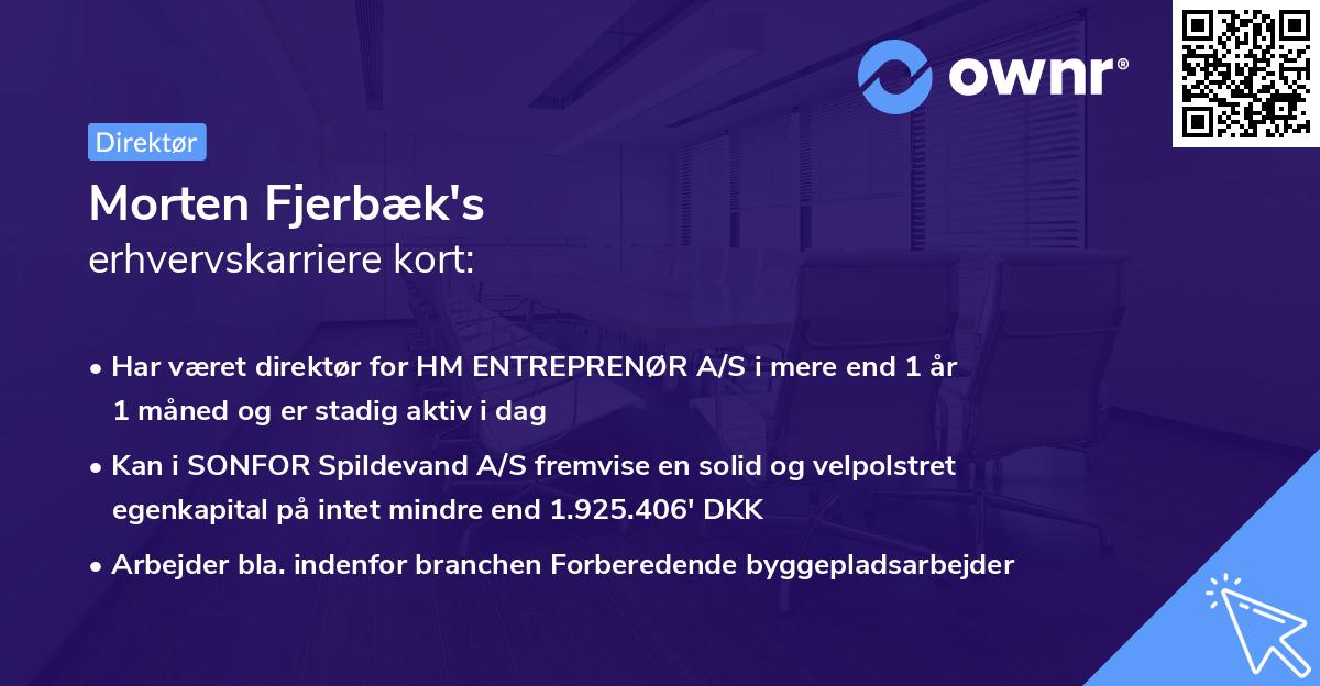 Morten Fjerbæk's erhvervskarriere kort