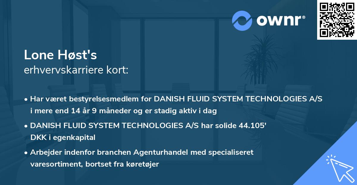 Lone Høst's erhvervskarriere kort