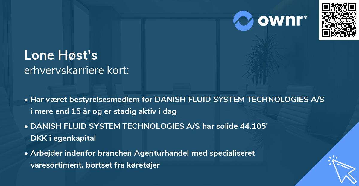 Lone Høst's erhvervskarriere kort