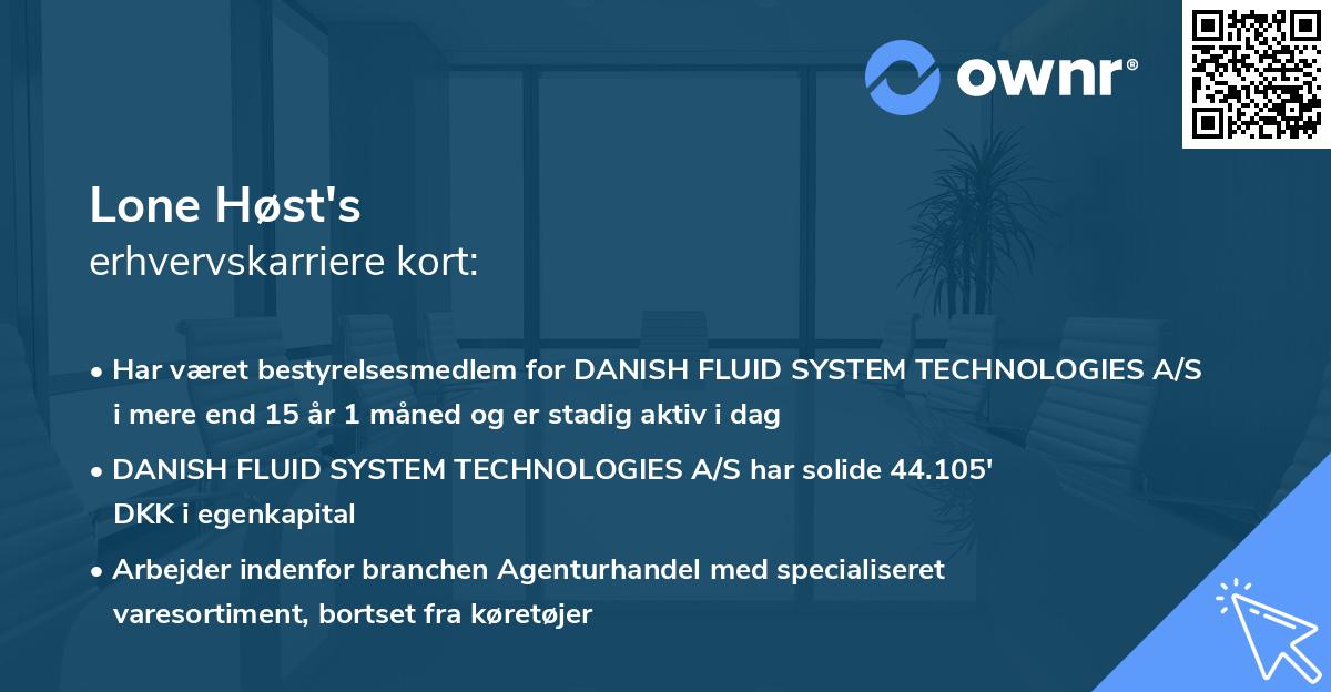 Lone Høst's erhvervskarriere kort