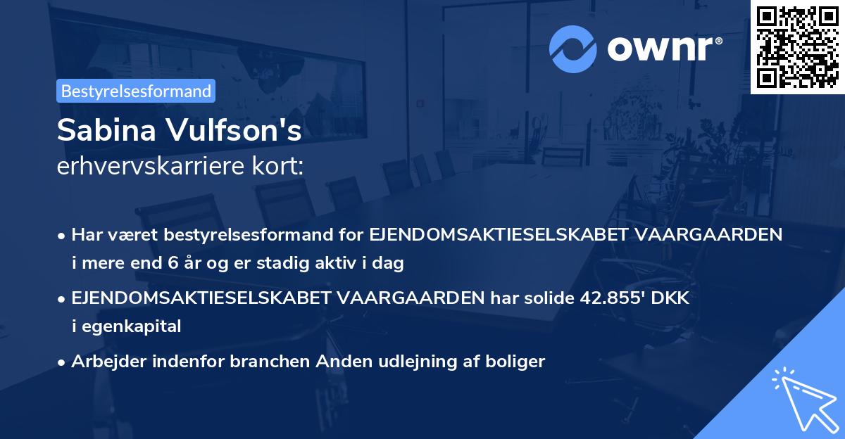 Sabina Vulfson's erhvervskarriere kort