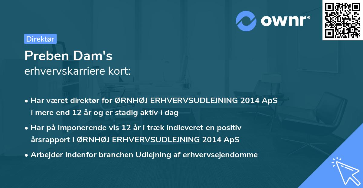 Preben Dam's erhvervskarriere kort