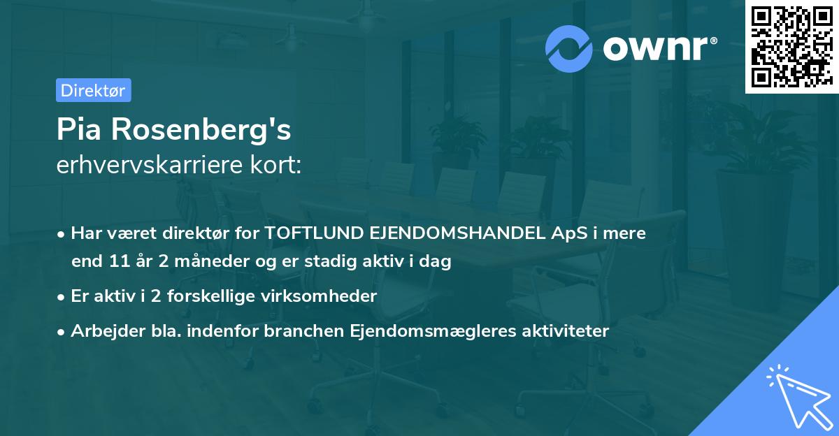 Pia Rosenberg's erhvervskarriere kort