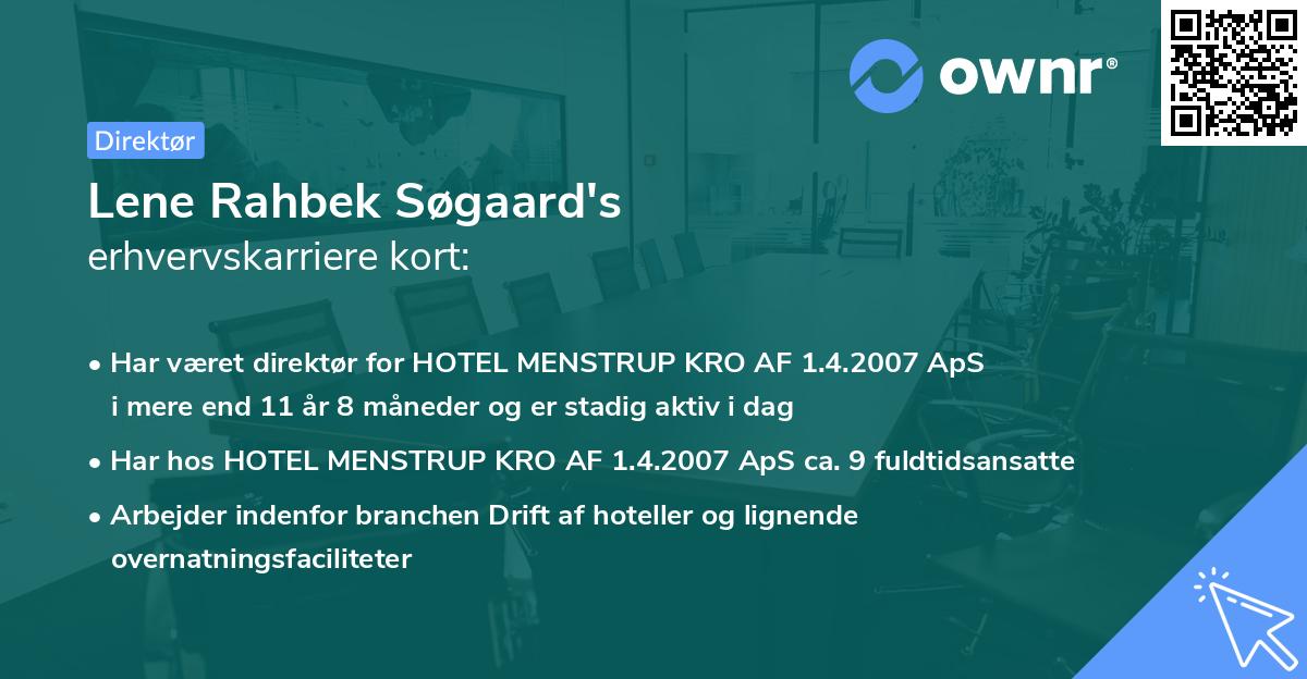 Lene Rahbek Søgaard's erhvervskarriere kort